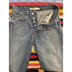 GRLFRND Black Jeans Womens 26 High Rise Straight Leg Raw Hem Button Fly